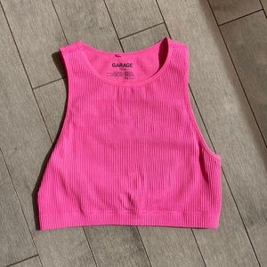 Hot pink ribbed muscle top